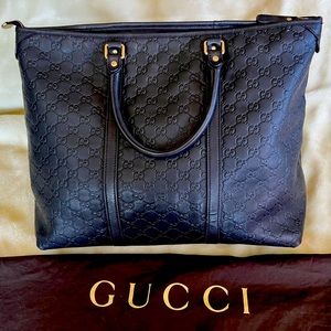 GUCCI GG OVERNIGHT LEATHER BAG